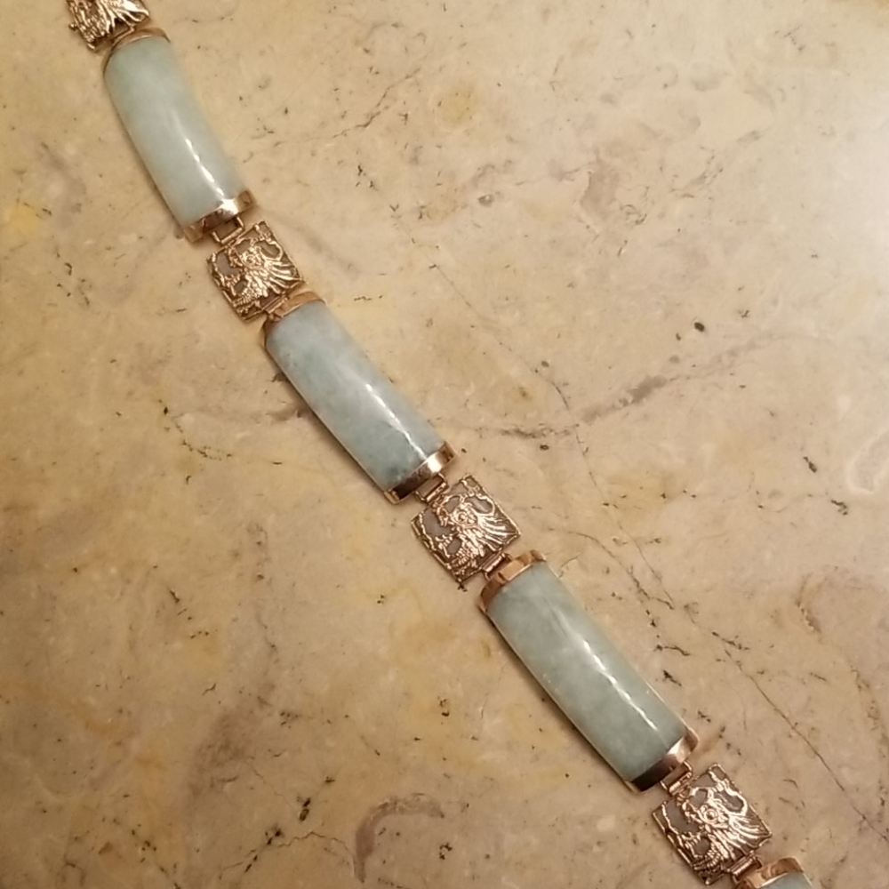14kt Yellow Gold Jade Bracelet